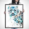 Snow leopard watercolor painting print by Slaveika Aladjova