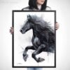 Friesian Horse watercolor painting print by Slaveika Aladjova