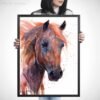 Brown Arabian Horse watercolor painting print by Slaveika Aladjova