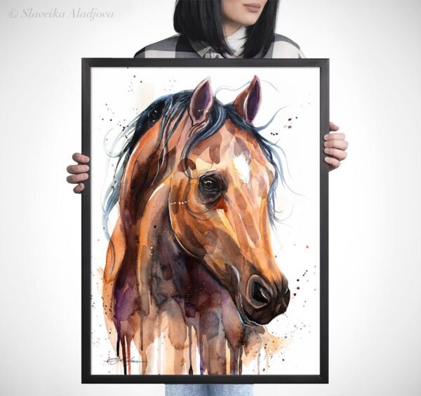 Thoroughbred Horse watercolor painting print by Slaveika Aladjova