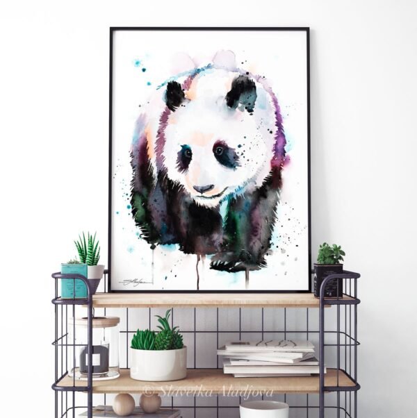 Panda watercolor painting print by Slaveika Aladjova