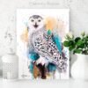 Snowy Owl watercolor painting print by Slaveika Aladjova