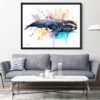 Southern right whale watercolor painting print by Slaveika Aladjova