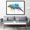 Gray whale watercolor painting print by Slaveika Aladjova