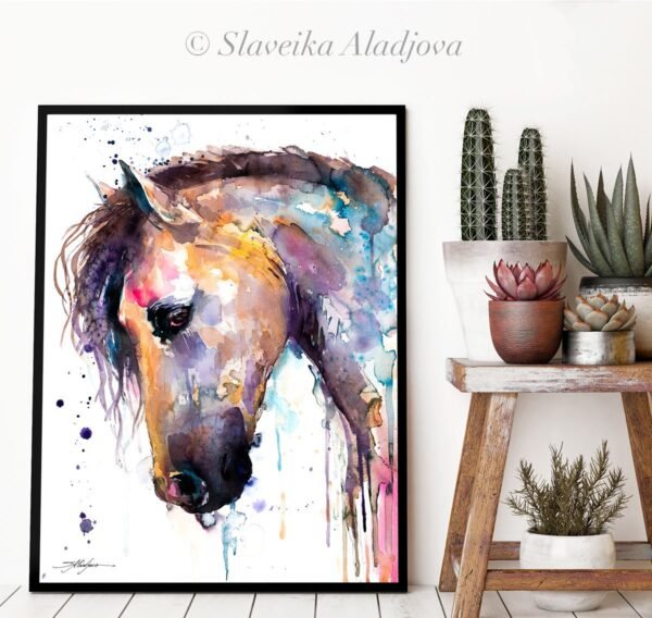 Beautiful Horse watercolor painting print by Slaveika Aladjova