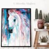 White horse watercolor painting print by Slaveika Aladjova
