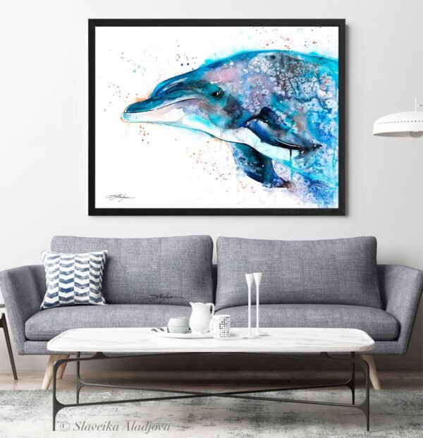 Dolphin watercolor painting print by Slaveika Aladjova