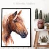 Suffolk Punch Horse watercolor painting print by Slaveika Aladjova