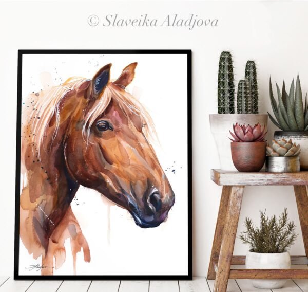 Suffolk Punch Horse watercolor painting print by Slaveika Aladjova