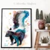 Skunk watercolor painting print by Slaveika Aladjova