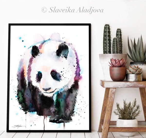 Panda watercolor painting print by Slaveika Aladjova