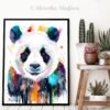 Colourful panda watercolor painting print by Slaveika Aladjova
