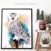 Snowy Owl watercolor painting print by Slaveika Aladjova