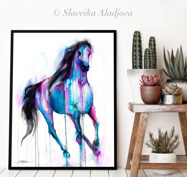 Magical Horse watercolor painting print by Slaveika Aladjova