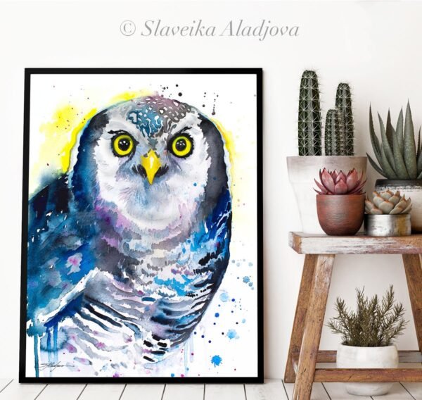 Northern hawk owl watercolor painting print by Slaveika Aladjova Northern hawk owl watercolor painting print by Slaveika Aladjova