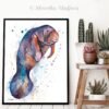 Manatee watercolor painting print by Slaveika Aladjova