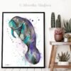 Blue Manatee watercolor painting print by Slaveika Aladjova