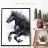Friesian Horse watercolor painting print by Slaveika Aladjova