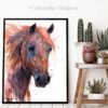 Brown Arabian Horse watercolor painting print by Slaveika Aladjova