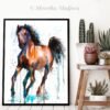 Brown and Black Horse watercolor painting print by Slaveika Aladjova