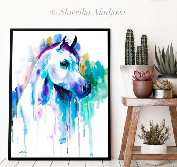 Arabian horse watercolor painting print by Slaveika Aladjova