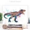 Tyrannosaurus rex, T rex dinosaur watercolor painting print by Slaveika Aladjova