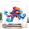 Octopus watercolor painting print by Slaveika Aladjova