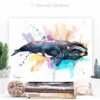 Southern right whale watercolor painting print by Slaveika Aladjova