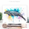 Gray whale watercolor painting print by Slaveika Aladjova