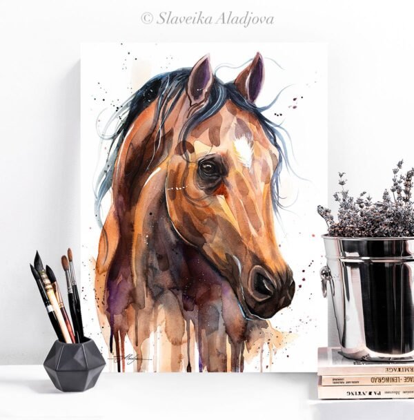 Thoroughbred Horse watercolor painting print by Slaveika Aladjova