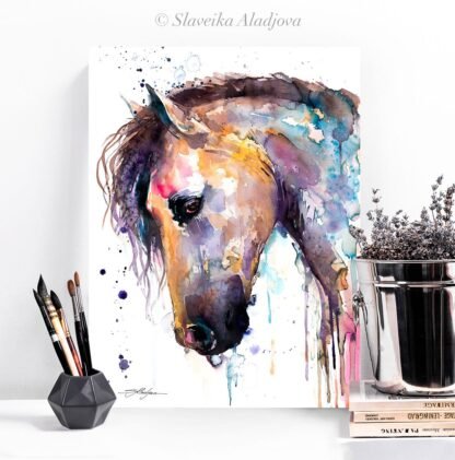 Beautiful Horse watercolor painting print by Slaveika Aladjova