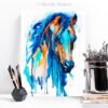 Blue Horse watercolor painting print by Slaveika Aladjova