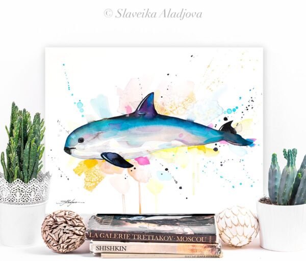 Vaquita watercolor painting print by Slaveika Aladjova