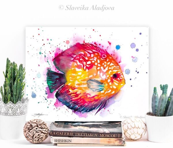 Discus watercolor painting print by Slaveika Aladjova