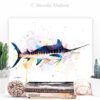 Atlantic blue marlin watercolor painting print by Slaveika Aladjova