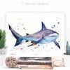 Grey reef shark watercolor painting print by Slaveika Aladjova