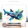 Basking shark watercolor painting print by Slaveika Aladjova
