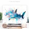 Hammerhead shark watercolor painting print by Slaveika Aladjova
