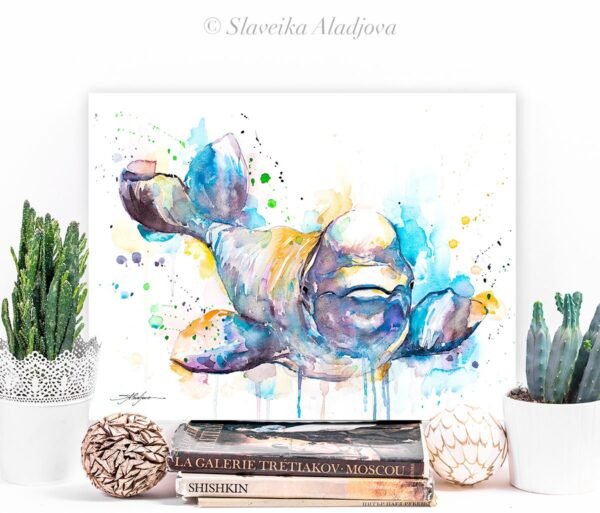 Beluga Whale watercolor painting print by Slaveika Aladjova