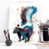 Skunk watercolor painting print by Slaveika Aladjova