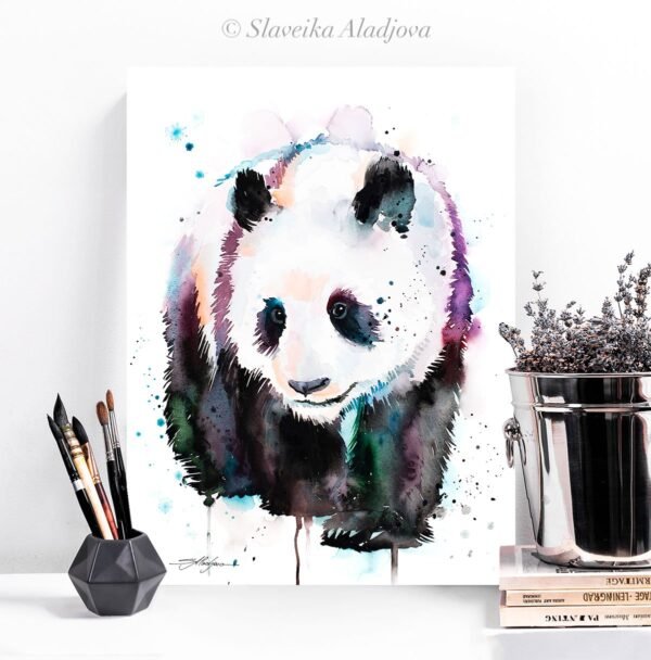 Panda watercolor painting print by Slaveika Aladjova