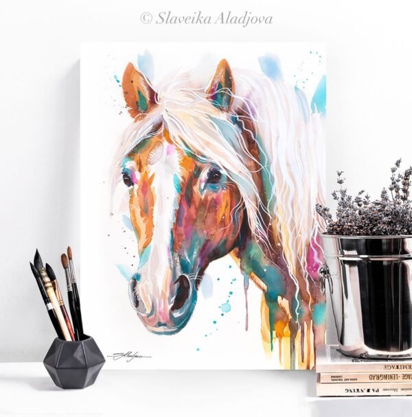 Haflinger horse, Avelignese watercolor painting print by Slaveika Aladjova Haflinger horse, Avelignese watercolor painting print by Slaveika Aladjova