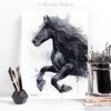 Friesian Horse watercolor painting print by Slaveika Aladjova