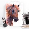 Brown Arabian Horse watercolor painting print by Slaveika Aladjova