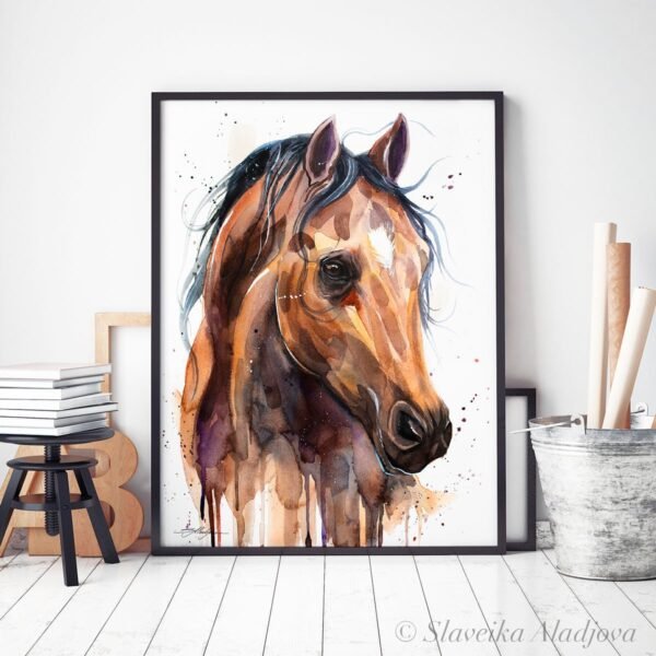 Thoroughbred Horse watercolor painting print by Slaveika Aladjova