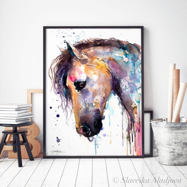 Beautiful Horse watercolor painting print by Slaveika Aladjova