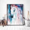 White horse watercolor painting print by Slaveika Aladjova