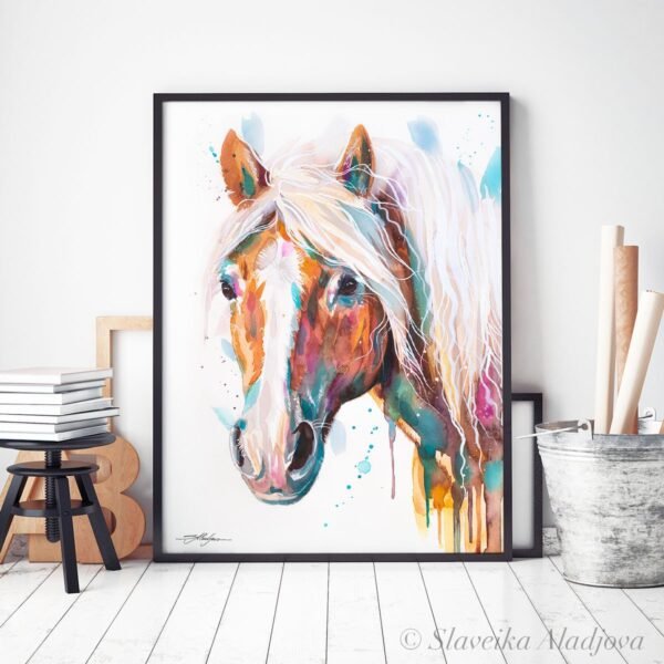 Haflinger horse, Avelignese watercolor painting print by Slaveika Aladjova Haflinger horse, Avelignese watercolor painting print by Slaveika Aladjova
