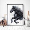 Friesian Horse watercolor painting print by Slaveika Aladjova