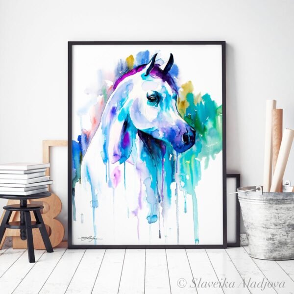 Arabian horse watercolor painting print by Slaveika Aladjova